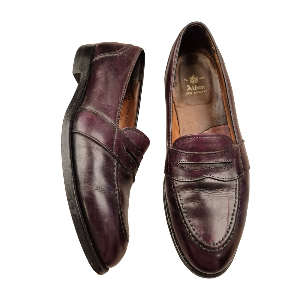 Alden New England Leather Penny Loafers Burgundy Oxblood Dress Shoes Sz 9.5 B/D